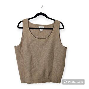 Rachel Zoe Tan Pullover Scoop Neck Knit Sweater Vest Size XL